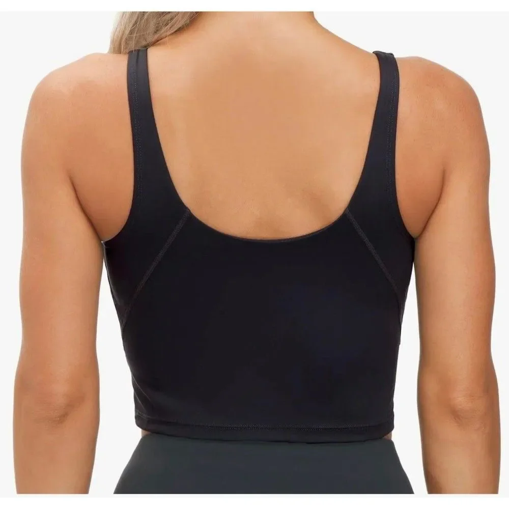 THE GYM PEOPLE Longline Sports Bra Size M Black New With Tags